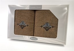 Komplet ręczników w pudełku 2 szt 50x90 70x140 Gift beżowy wzór 3 Frotex