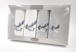 Komplet ręczników w pudełku 4 szt Gift biały popielaty wzór 1 Frotex