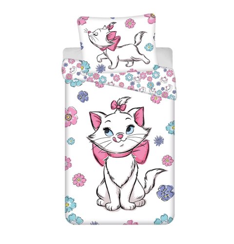 Pościel bawełniana 140x200 Marie Cat kot biała kolorowa poszewka 70x90 JF 02