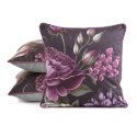 Poszewka dekoracyjna 45x45 Velvet 04 fioletowa zielona kwiaty welurowa Eurofirany