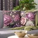 Poszewka dekoracyjna 45x45 Velvet 04 fioletowa zielona kwiaty welurowa Eurofirany