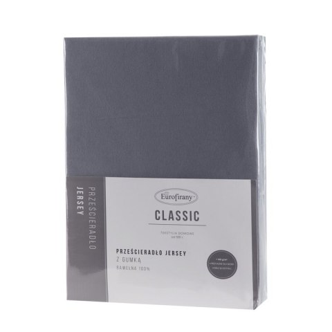 Prześcieradło jersey 3 z gumką 220x200 stalowe na wysoki materac 30 cm 140 g/m2 Eurofirany Prześcieradło jersey 3 z gumką 220x200 stalowe na wysoki materac 30 cm 140 g/m2 Eurofirany