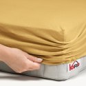Prześcieradło jersey z gumką 200x220 musztardowe piaskowe 056 grube 150g/m2 KARO Prześcieradło jersey z gumką 200x220 musztardowe piaskowe 056 grube 150g/m2 KARO
