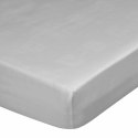Prześcieradło satynowe z gumką 100x200 Nova srebrne na wysoki materac 25 cm Eurofirany