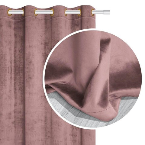Zasłona gotowa 140x250 pudrowa różowa na przelotkach Soft welurowa Zasłona gotowa 140x250 pudrowa różowa na przelotkach Soft welurowa
