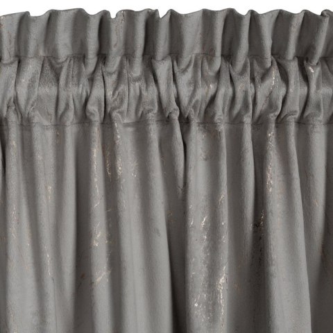 Zasłona gotowa Nadia 140x300 srebrna ze złotym nadrukiem welwetowa na taśmie Eurofirany Zasłona gotowa Nadia 140x300 srebrna ze złotym nadrukiem welwetowa na taśmie Eurofirany