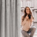 Zasłona gotowa Nadia 140x300 srebrna ze złotym nadrukiem welwetowa na taśmie Eurofirany
