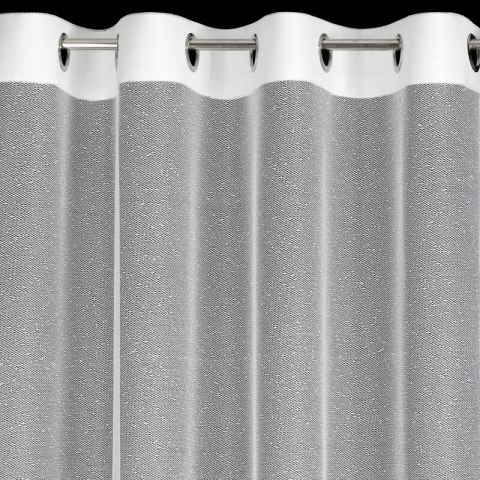Firana 140x250 Alexia biała żakardowa zdobiona transparentną nicią gotowa na przelotkach Eurofirany Firana 140x250 Alexia biała żakardowa zdobiona transparentną nicią gotowa na przelotkach Eurofirany