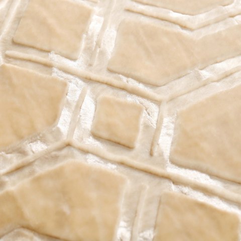 Koc akrylowy 160x200 Vito beżowy tłoczony geometryczny narzuta dekoracyjna Koc akrylowy 160x200 Vito beżowy tłoczony geometryczny narzuta dekoracyjna