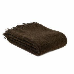 Koc wełniany merynos Buckle 140x200 brązowy ciemny z frędzlami