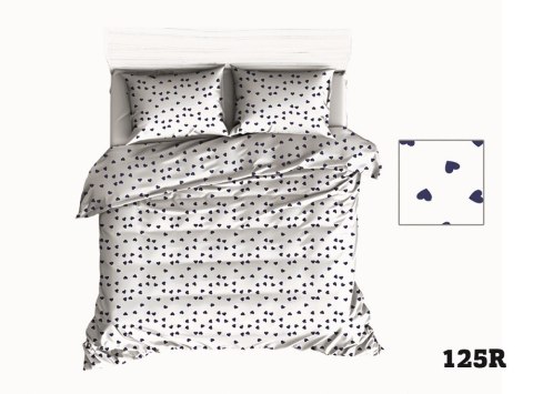 Pościel bawełniana 150x200 R125 biała serca serduszka granatowe 316D 1 poszewka 50x60 Pościel bawełniana 150x200 R125 biała serca serduszka granatowe 316D 1 poszewka 50x60