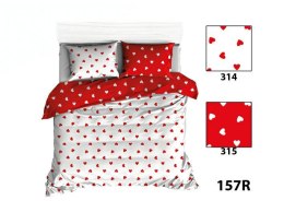 Pościel bawełniana 200x220 R157 biała czerwona serduszka