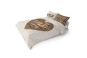 Pościel bawełniana 220x200 Wild love pantera beżowa 4097 A 2 poszewki 70x80 Holland 129