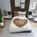Pościel bawełniana 220x200 Wild love pantera beżowa 4097 A 2 poszewki 70x80 Holland 129