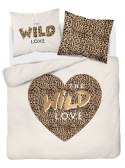 Pościel bawełniana 220x200 Wild love pantera beżowa 4097 A 2 poszewki 70x80 Holland 129