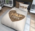 Pościel bawełniana 220x200 Wild love pantera beżowa 4097 A 2 poszewki 70x80 Holland 129