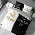 Pościel bawełniana 220x200 Złoty chłopak Cud dziewczyna czarna biała 4319 A Holland 29 Pościel bawełniana 220x200 Złoty chłopak Cud dziewczyna czarna biała 4319 A Holland 29