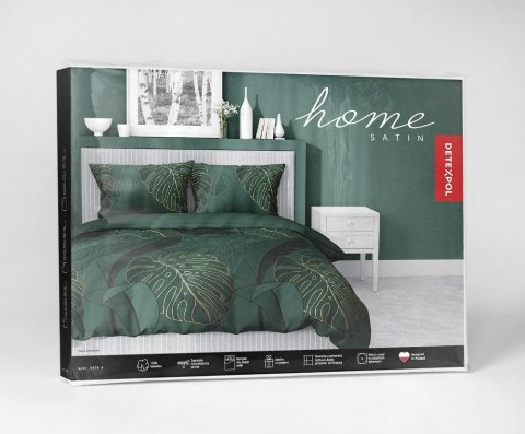 Pościel satynowa 180x200 4456 A zielona złota liście Home Satin 126 Pościel satynowa 180x200 4456 A zielona złota liście Home Satin 126
