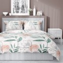 Pościel satynowa 180x200 4457 A biała zielona pudrowa kwiaty liście Home Satin 126
