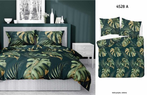 Pościel satynowa 180x200 4528 A zielona jasna liście monstery liście Home Satin 131 Pościel satynowa 180x200 4528 A zielona jasna liście monstery liście Home Satin 131