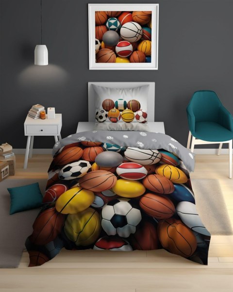 Pościel świecąca w ciemności 140x200 mix piłek sportowych 5552 A - Fluo 95 Pościel świecąca w ciemności 140x200 mix piłek sportowych 5552 A - Fluo 95