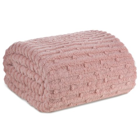 Koc narzuta z mikrofibry 150x200 różowy miękki Lisa z wytłaczanym wzorem pasów D91 Koc narzuta z mikrofibry 150x200 różowy miękki Lisa z wytłaczanym wzorem pasów D91