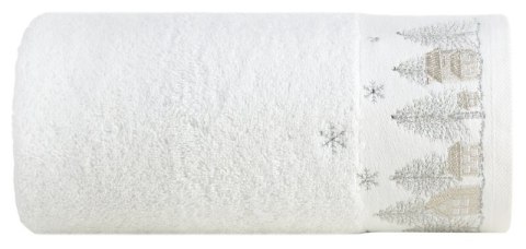 Ręcznik Joy 2 70x140 biały choinki świąteczny 480 g/m2 Eurofirany