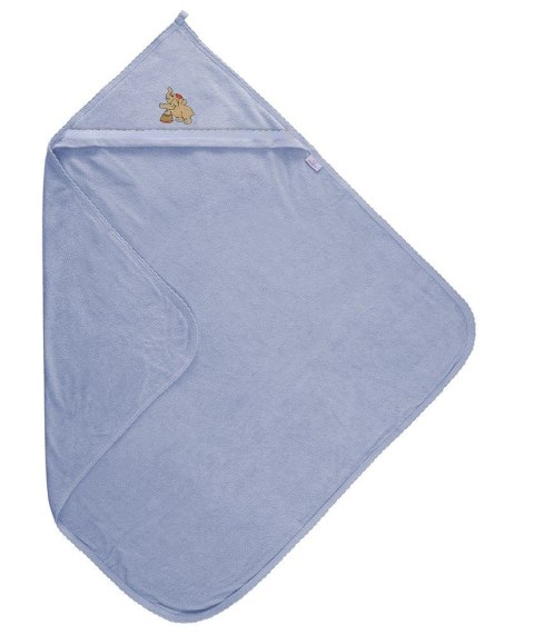 Okrycie kąpielowe niemowlęce 100x100 MAXI niebieski kolor 24 z ozdobną aplikacją Okrycie kąpielowe niemowlęce 100x100 MAXI niebieski kolor 24 z ozdobną aplikacją