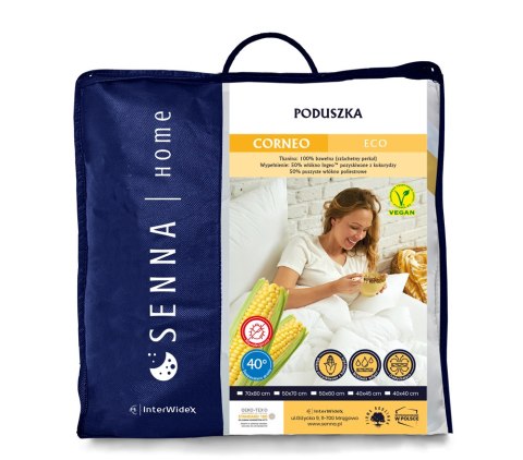 Poduszka antyalergiczna 40x40 Corneo Eco biała jednowarstwowa z włóknem kukurydzianym biodegradowalnym 250g Inter Widex Poduszka antyalergiczna 40x40 Corneo Eco biała jednowarstwowa z włóknem kukurydzianym biodegradowalnym 250g Inter Widex