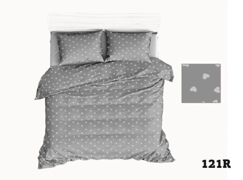 Pościel bawełniana 160x200 R121 szara serca serduszka białe 275D Pościel bawełniana 160x200 R121 szara serca serduszka białe 275D