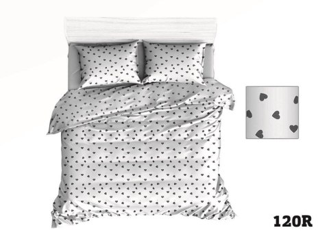 Pościel bawełniana 90x120 R120 biała serca serduszka szare 274D Pościel bawełniana 90x120 R120 biała serca serduszka szare 274D