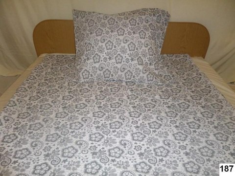 Pościel z kory 140x200 187 biała szare kwiatki guziki 100% bawełna gruba Pościel z kory 140x200 187 biała szare kwiatki guziki 100% bawełna gruba